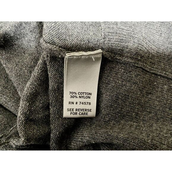 Cache Gray V-Neck Boyfriend Long Cardigan Sweater Sz M Silver Mesh Pocket Detail - Picture 7 of 7